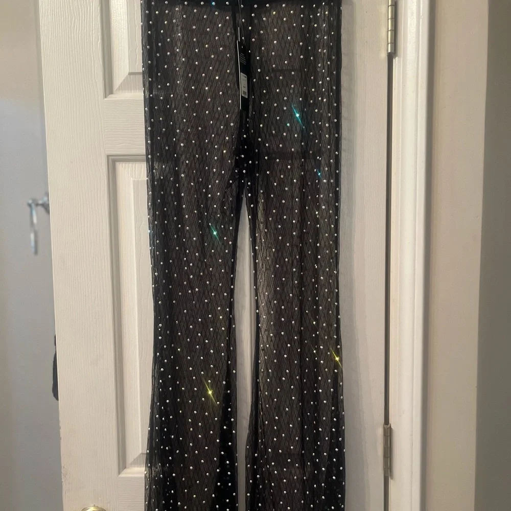 Mesh Pants with Rhinestone - Picture 2 of 3